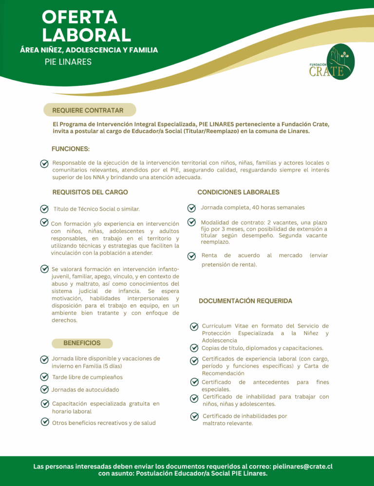 BUSCAMOS EDUCADOR SOCIAL PARA LINARES